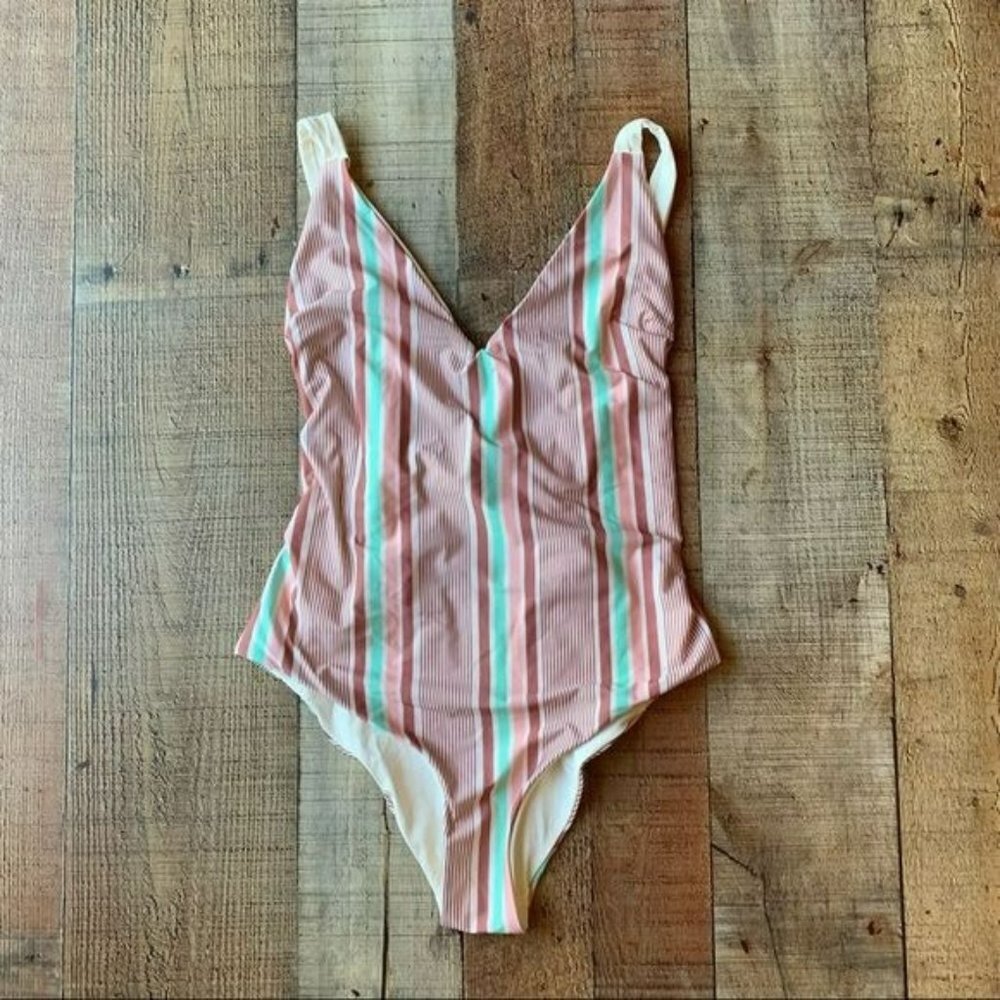Tavik swimwear Claire moderate one piece multi striped swimsuit - XS